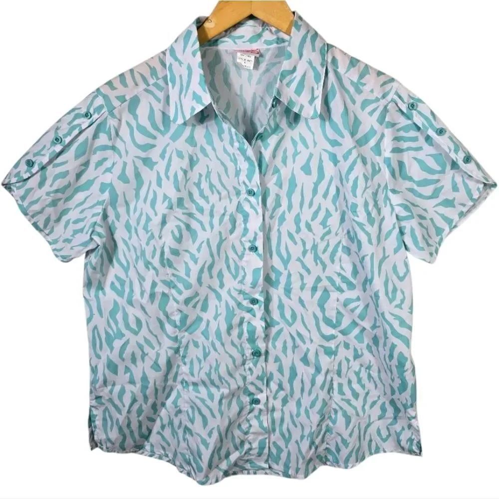 American Sweetheart Blue Animal Print Shirt Size Large